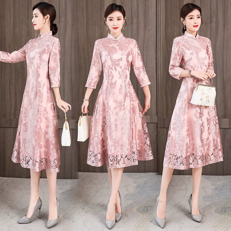 Ao Dai Vietnam Dress - Elegante Frauen Aodai Vietnam Cheongsam Orientalischen