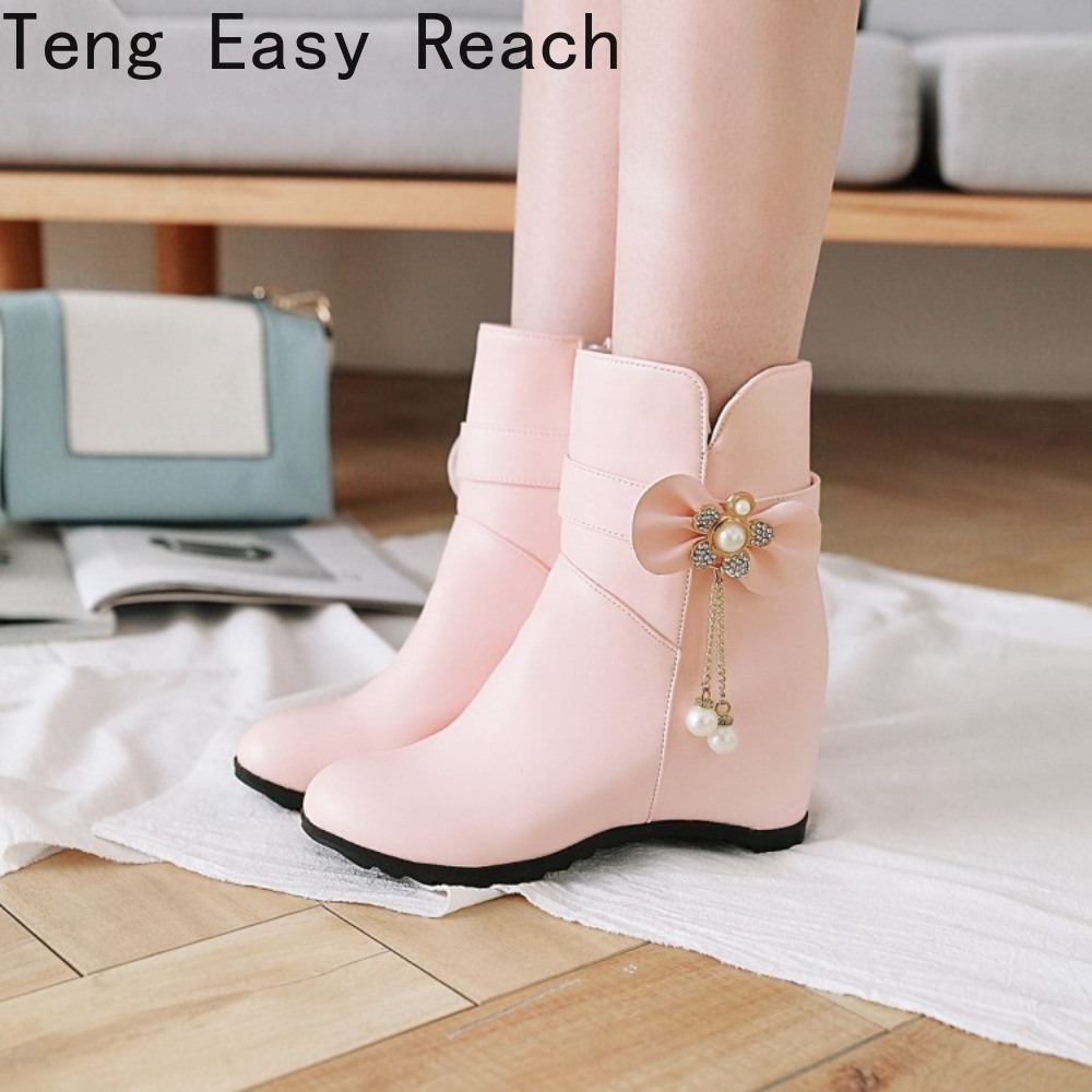 Ethnic Fashion Brand - Modische Keilabsatz-Markenschuhe für Damen Weiße Halbhohe