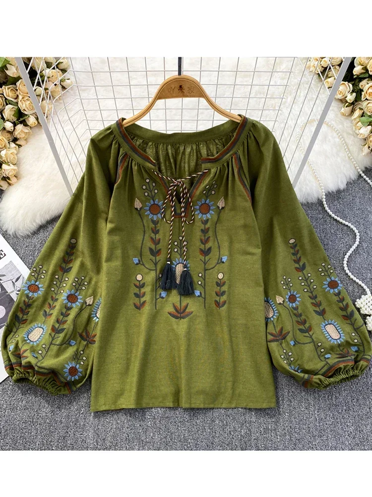 Ethnic Fashion Clothing - Frauen Frühling Bluse Ethnischen Stil Retro