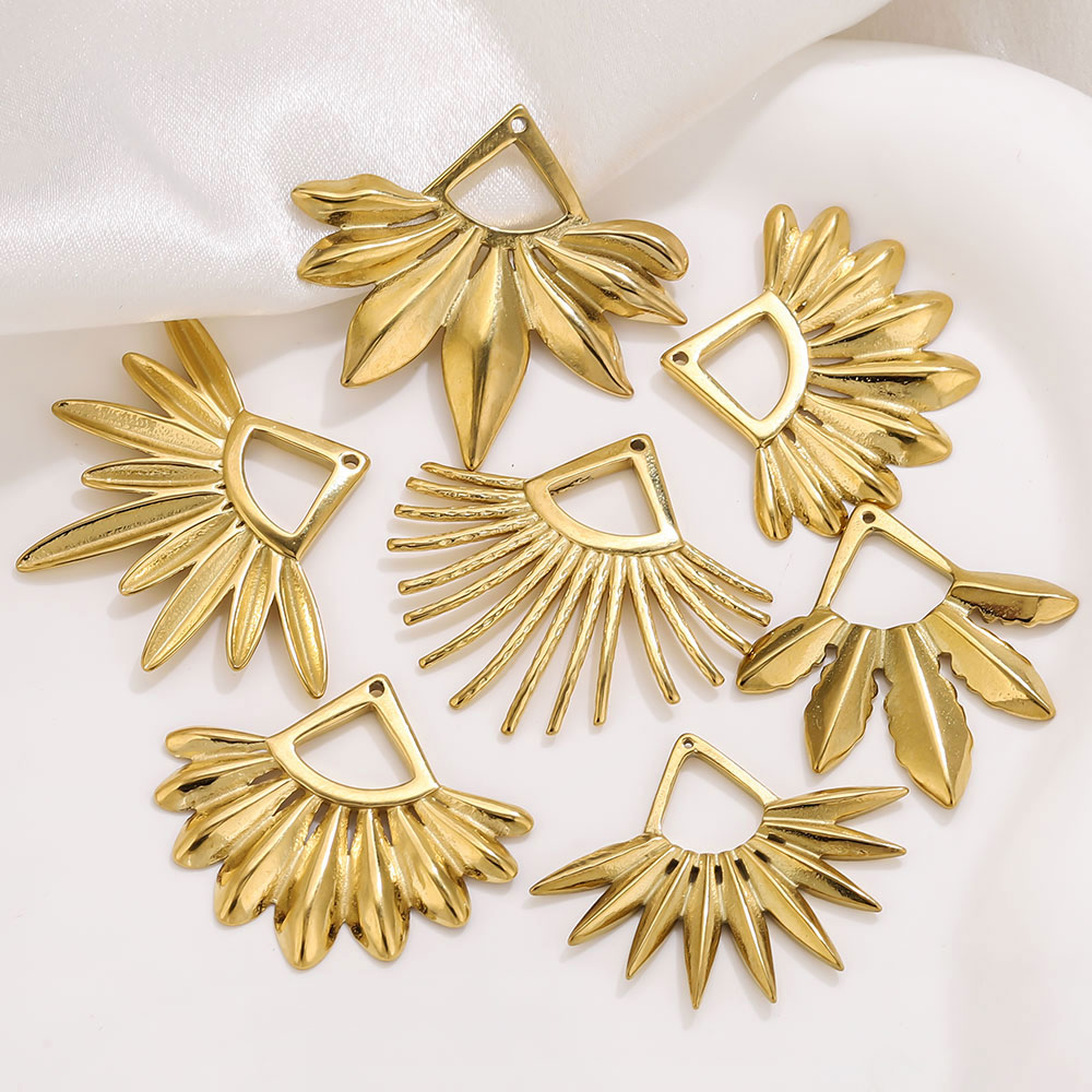 Ethnic Fashion Collection - 2 Stück fächerförmige Ohrring-Charms aus Edelstahl