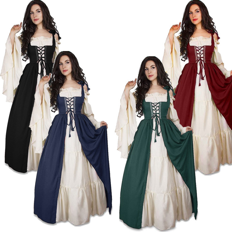 Ethnic Fashion Clothing - Renaissance Mittelalterkleid mit Gürtel Bühnenkostüm Damen