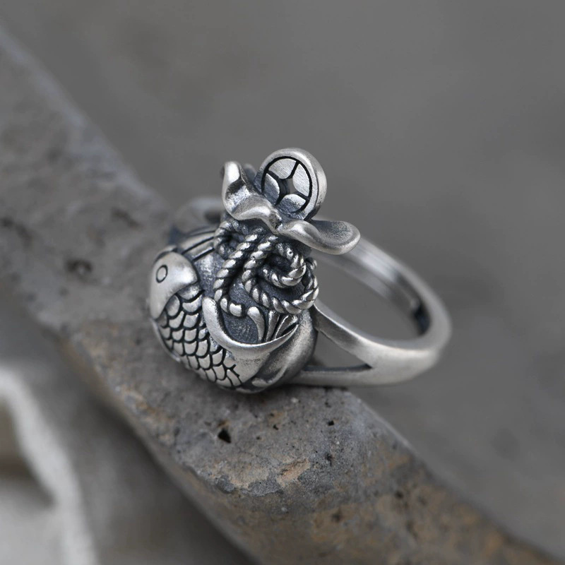 Ethnic Wear Men'S Fashion - Glücksbringer-Ring im chinesischen Stil mit Koi-Motiv