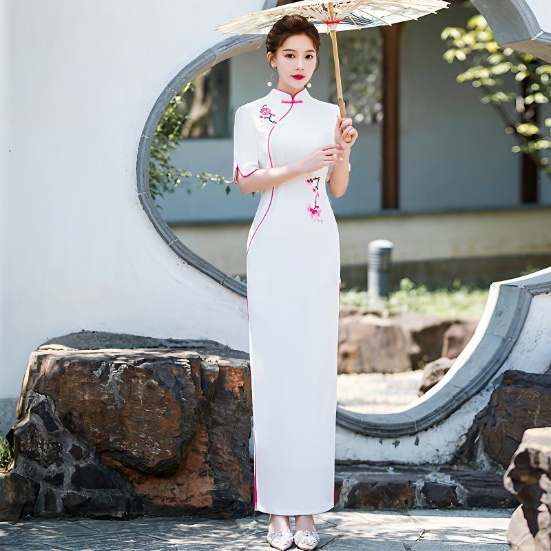 Ao Dai Vietnam Dress - Frau Aodai Vietnam Kleid Kurzarm Orientalische
