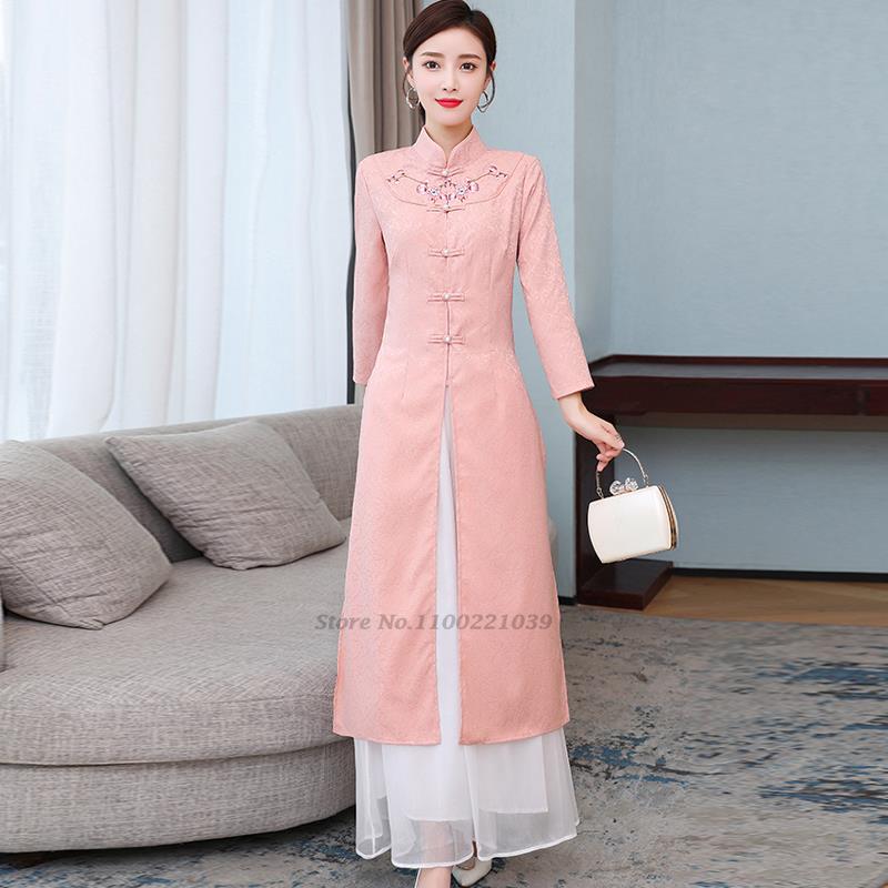 Ao Dai Vietnam Dress - 2026 Vietnam Aodai verbessertes Cheongsam-Kleid mit