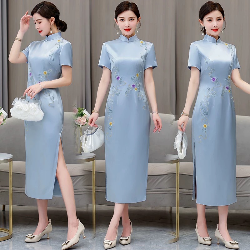 Ao Dai Vietnam Dress - Frauen Ethnischen Stil Aodai Cheongsam Blume