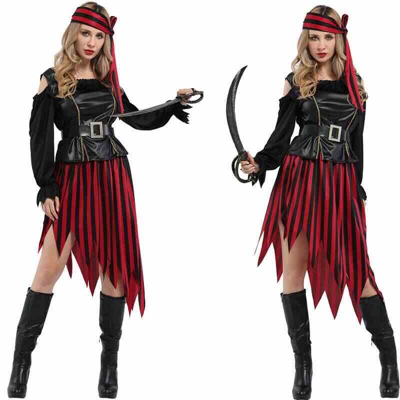Ethnic Fashion Clothing - Erwachsenen-Piratenkostüm für Damen Halloween-Cosplay Junggesellinnenabschied-Outfit Traditionelle