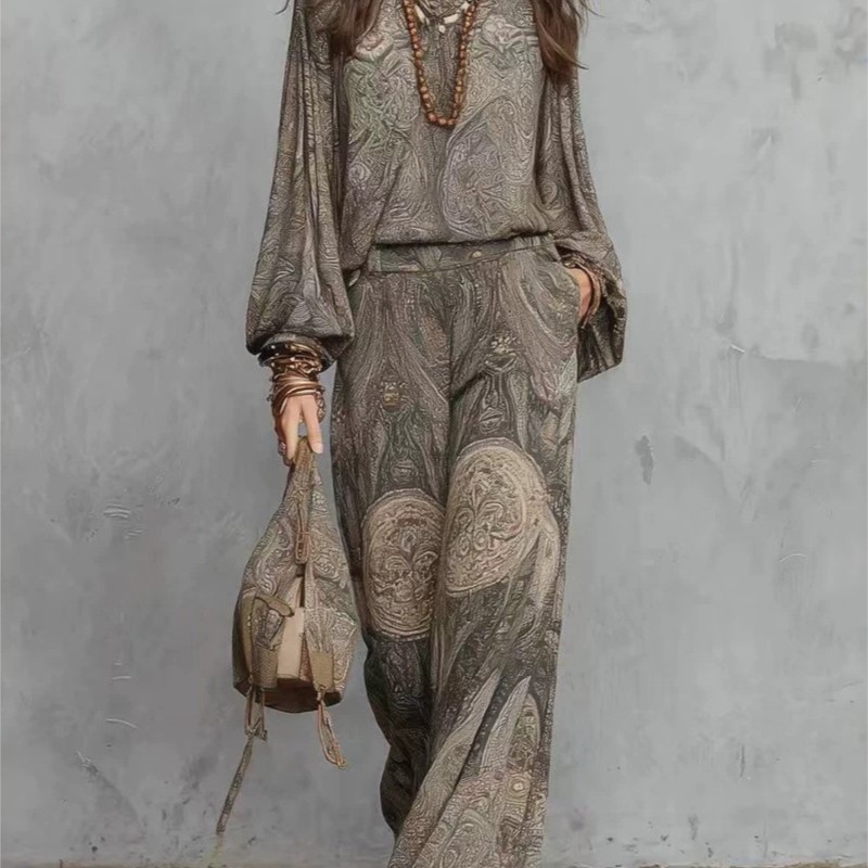 Ethnic Fashion Collection - Boho Paisley-Print Zweiteiler für Damen Sexy