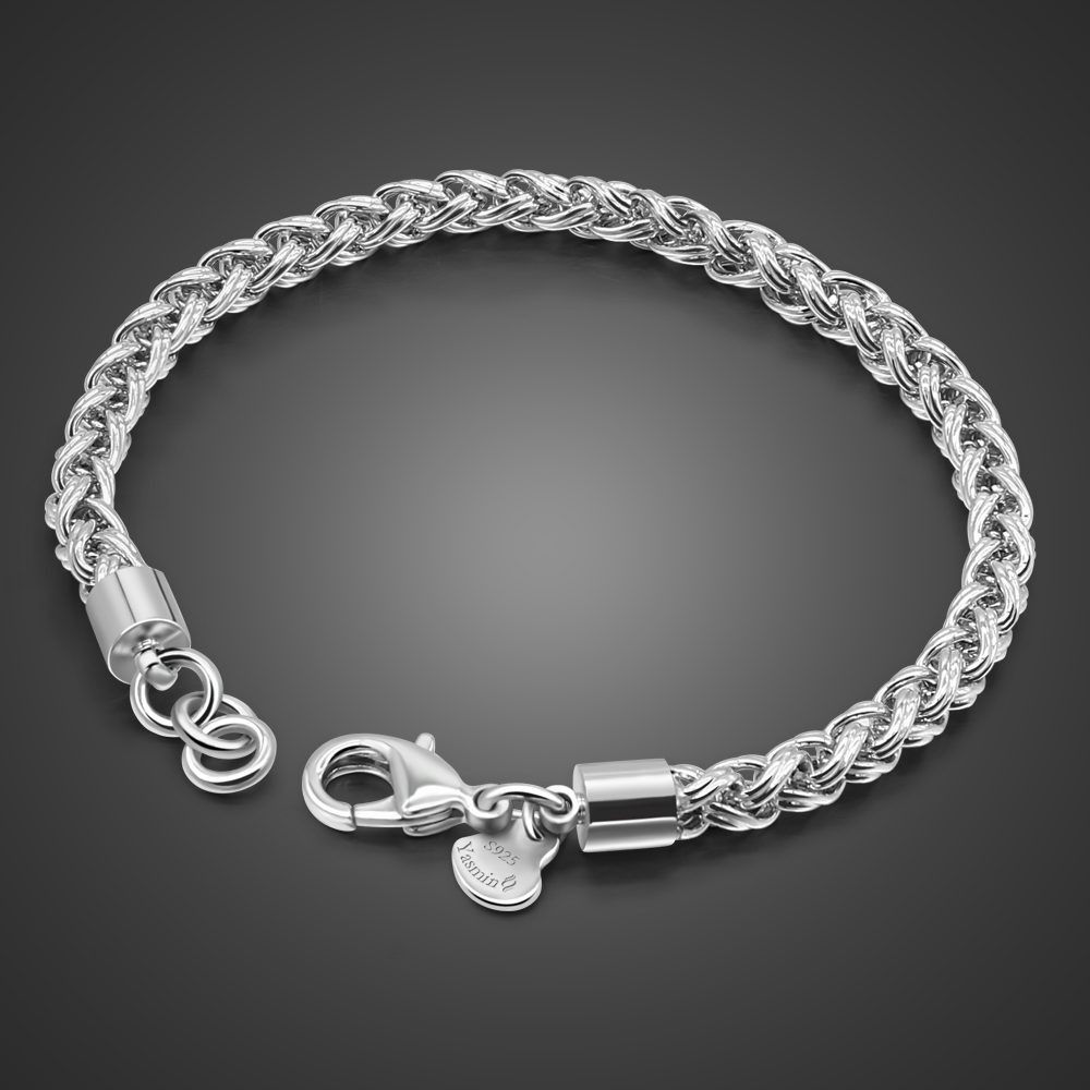 Ethnic Wear Men'S Fashion - Herren-Armband aus massivem 925er-Sterlingsilber, 5 mm