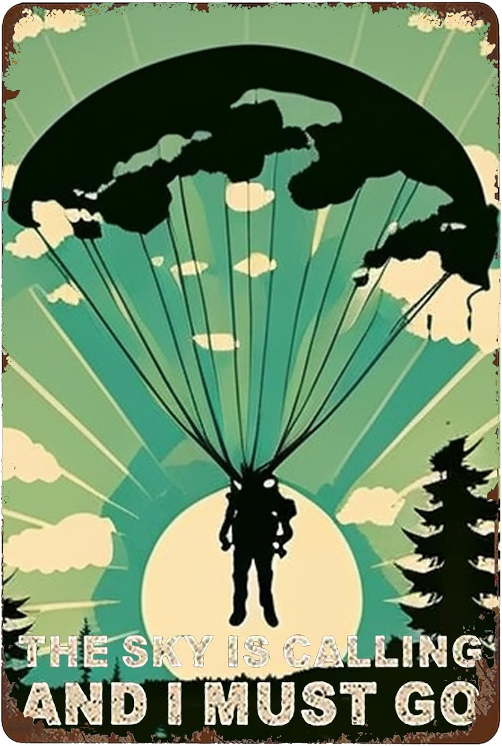 Ethnic Fashion Collection - Y1,Skydiving Adventure Blechschild – Fallschirm-Wanddekoration mit