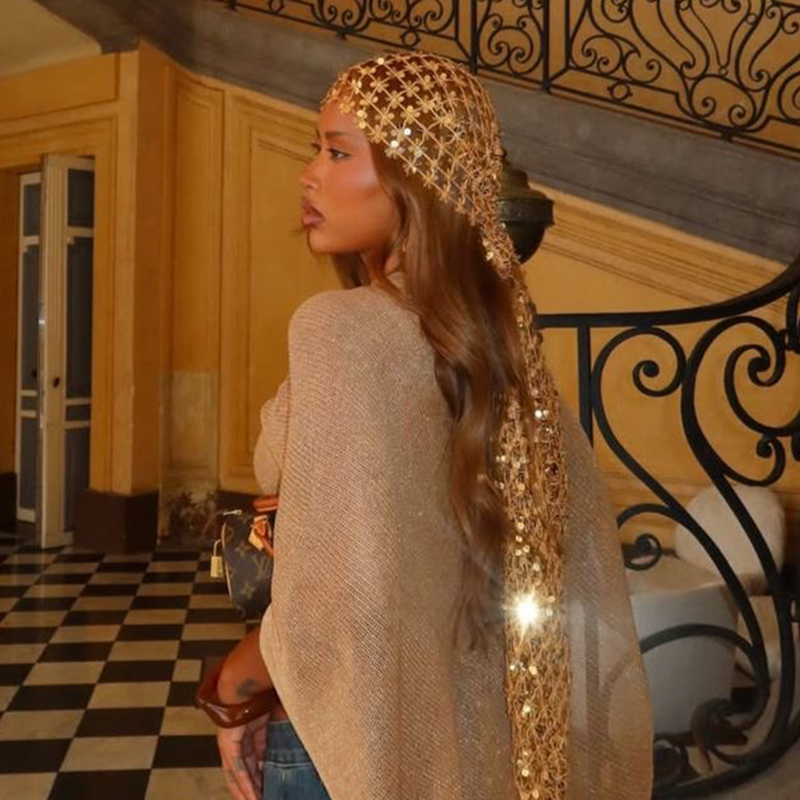Boho Pailletten-Netz-Kopftuch  – Ethnic Fashion Collection Bewertung und Preis